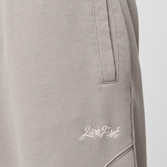 Live fast die young washed taupe wide leg basic joggers - Picture 2 of 5